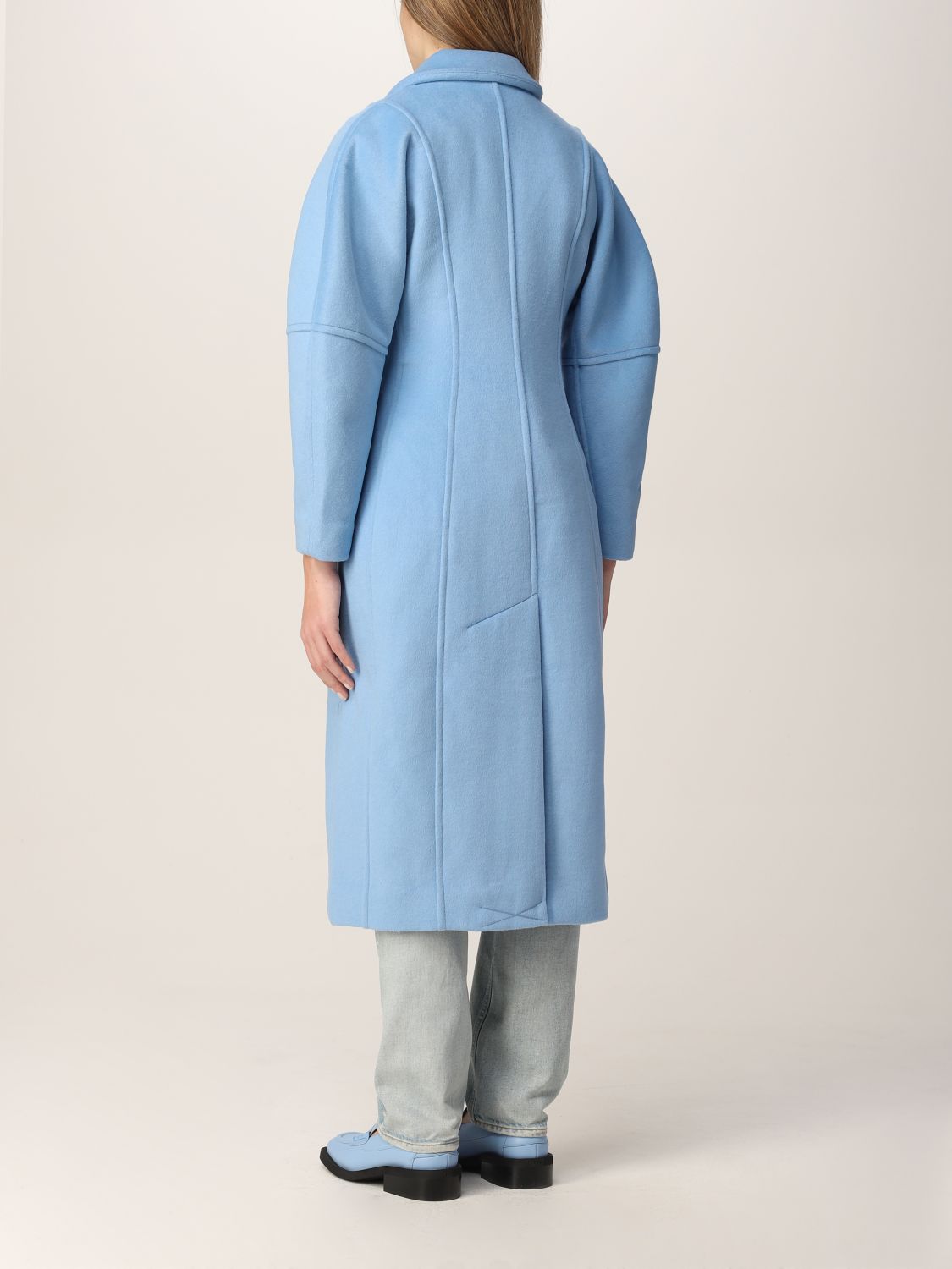 Cappotto Ganni: Cappotto monopetto Ganni in misto lana blue 3