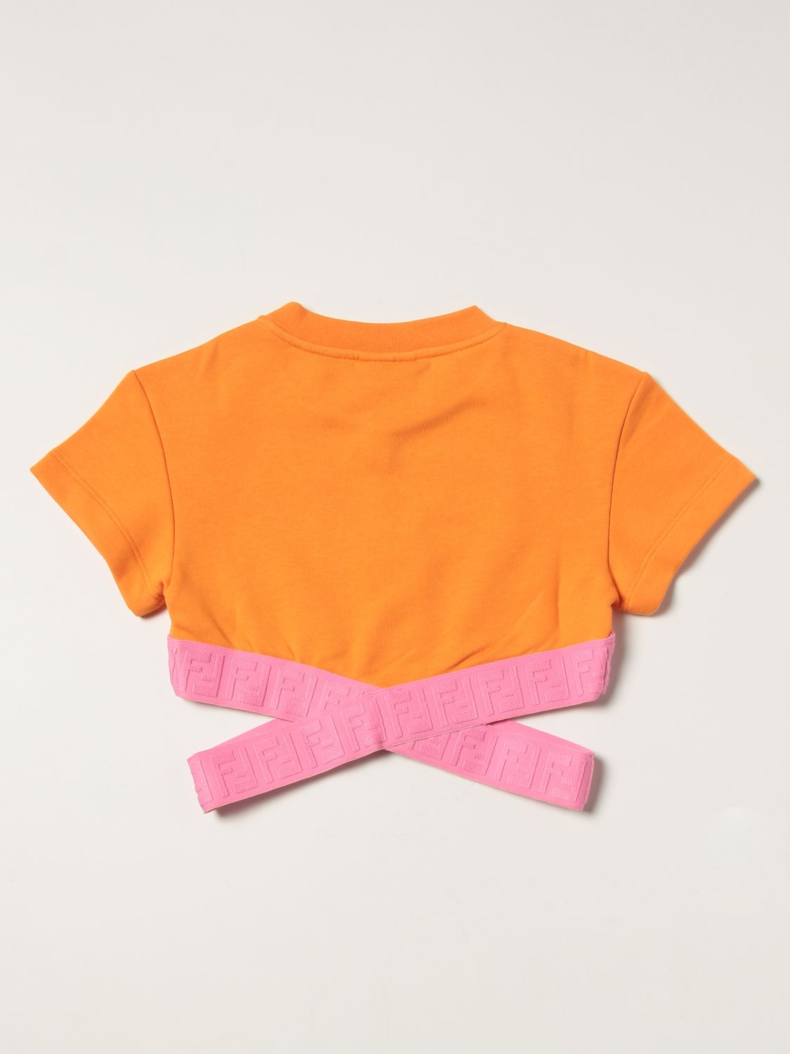 上衣 Fendi: Fendi Logo饰带短款棉质上衣 橙色 2