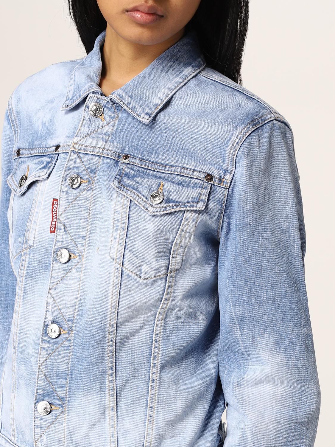 DSQUARED2: Giacca di jeans in denim effetto candeggina - Blue | Giacca  Dsquared2 S75AM0892S30663 GIGLIO.COM