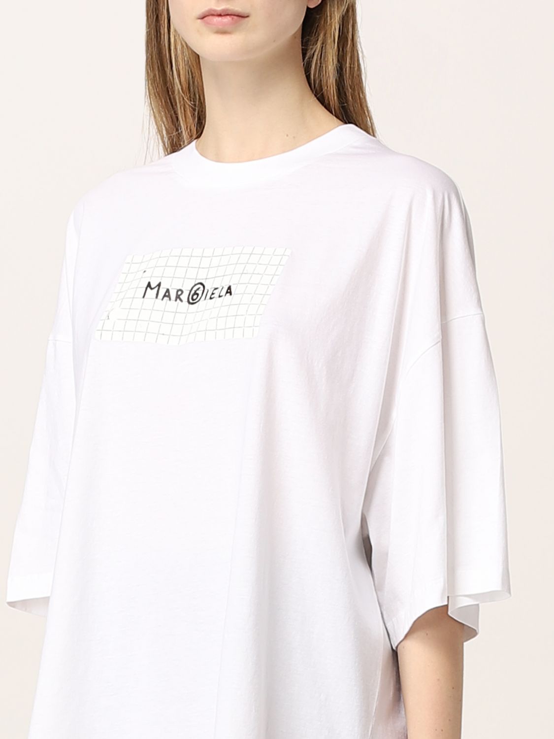 T-shirt Mm6 Maison Margiela: T-shirt Mm6 Maison Margiela in cotone con logo bianco 3