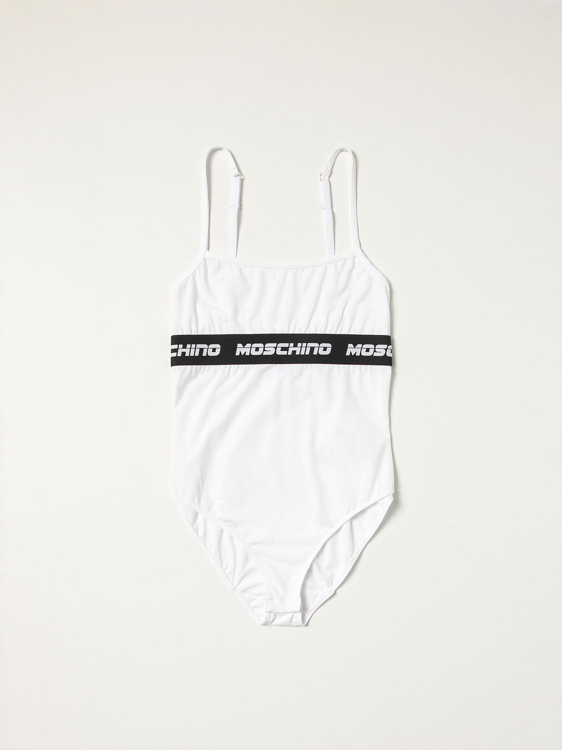 Body Moschino Underwear: Body Moschino Underwear con banda logata bianco 2