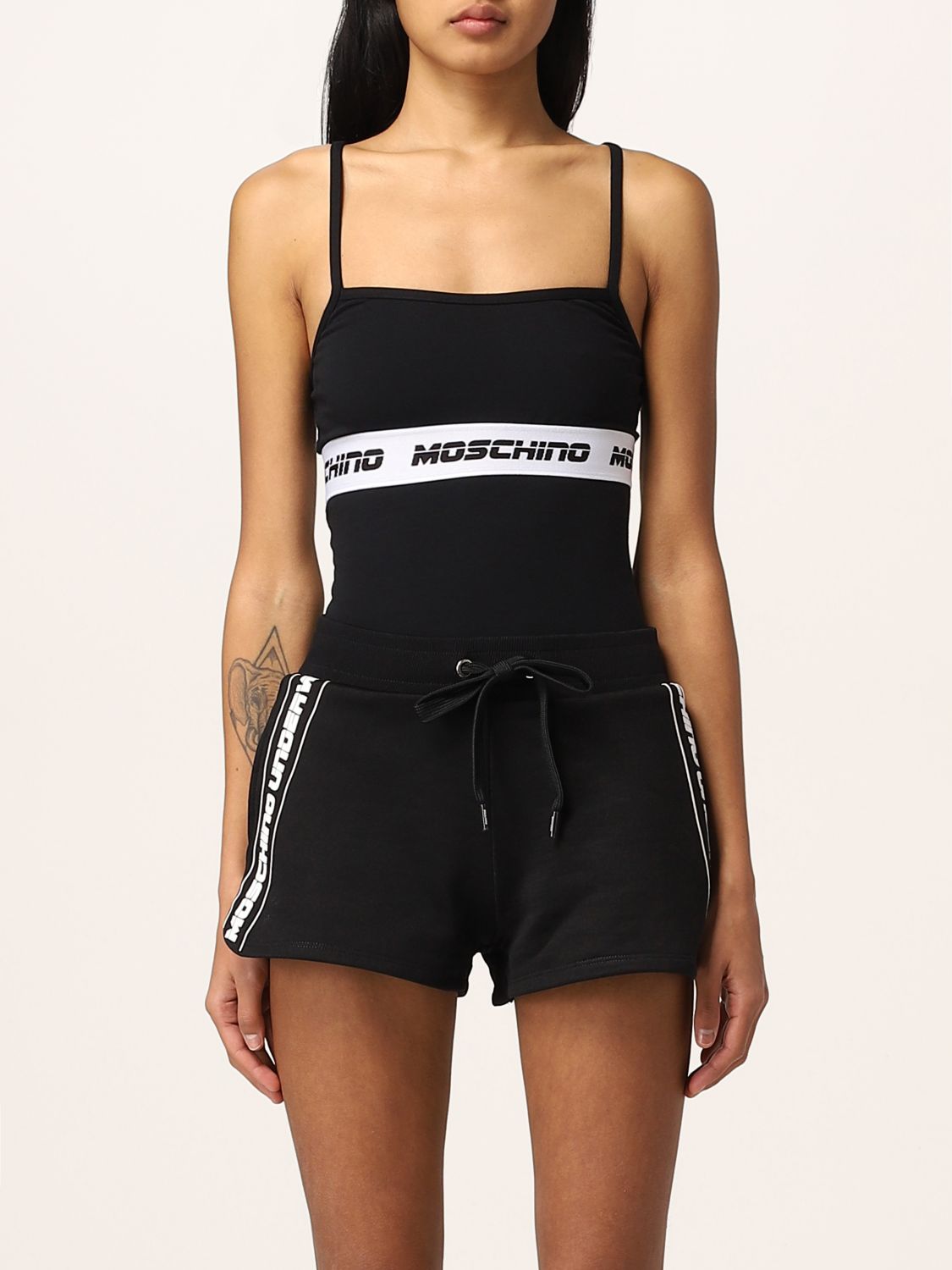 Body Moschino Underwear: Body Moschino Underwear con banda logata nero 1