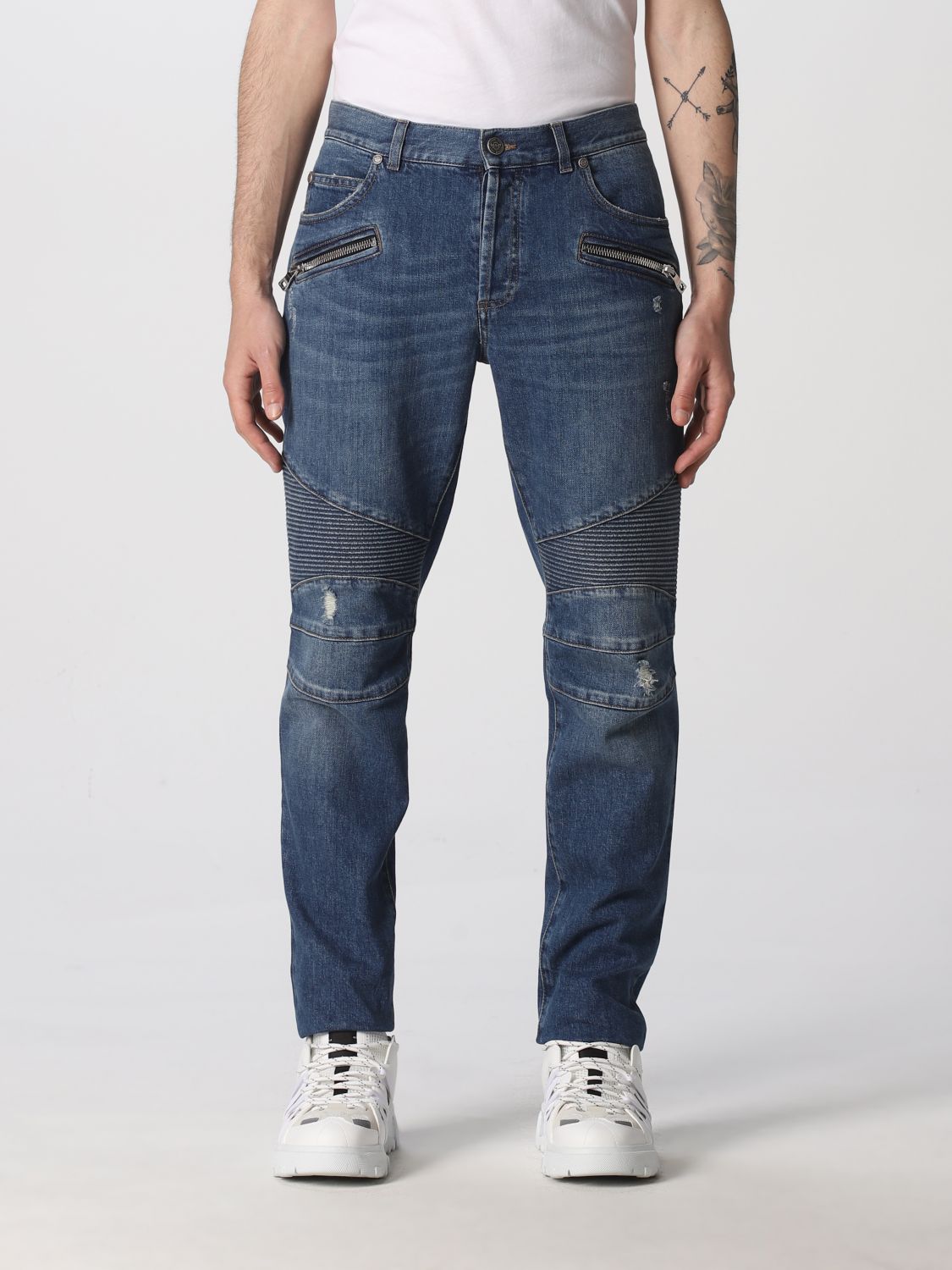 Balmain jeans in washed ripped denim