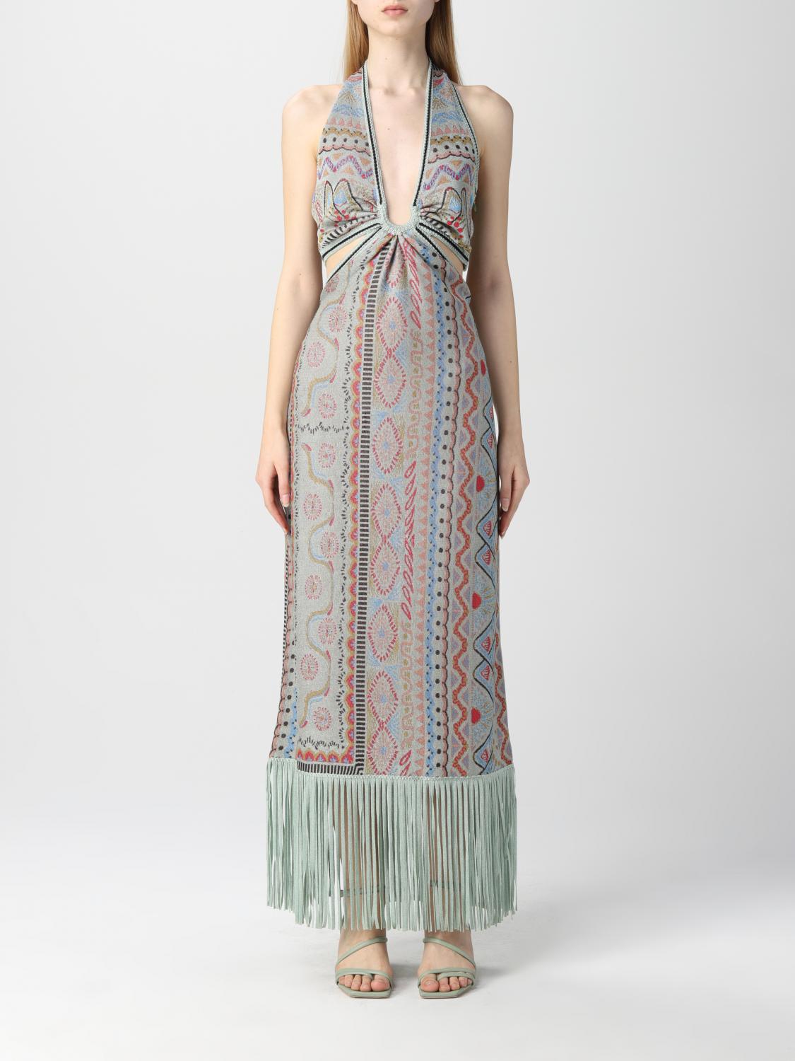 ETRO: Abito lungo in misto viscosa jacquard - Verde | Abito Etro 197159666  GIGLIO.COM