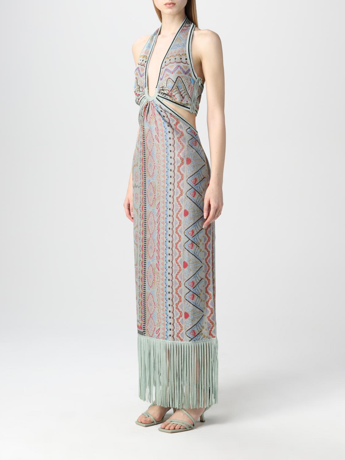 ETRO: Abito lungo in misto viscosa jacquard - Verde | Abito Etro 197159666  GIGLIO.COM
