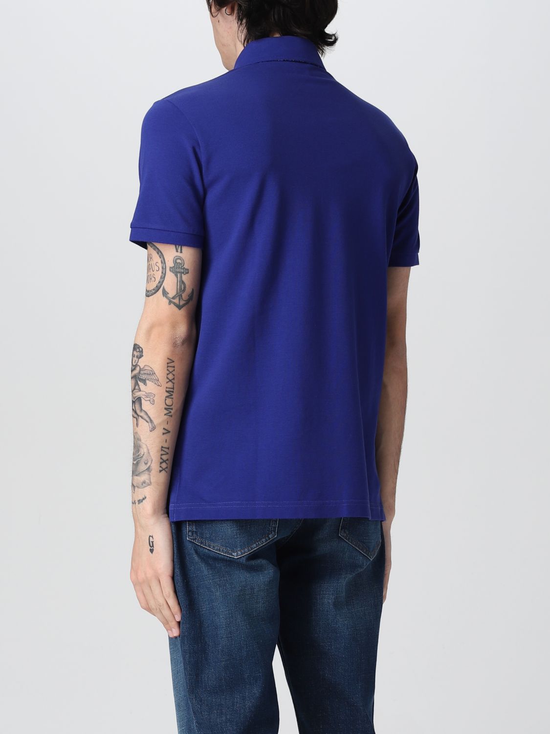 ETRO: cotton polo t-shirt with Pegasus - Blue 1 | Etro polo shirt ...
