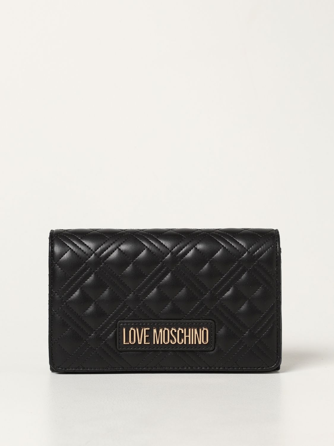 LOVE MOSCHINO: crossbody bag in quilted synthetic nappa leather - Black ...