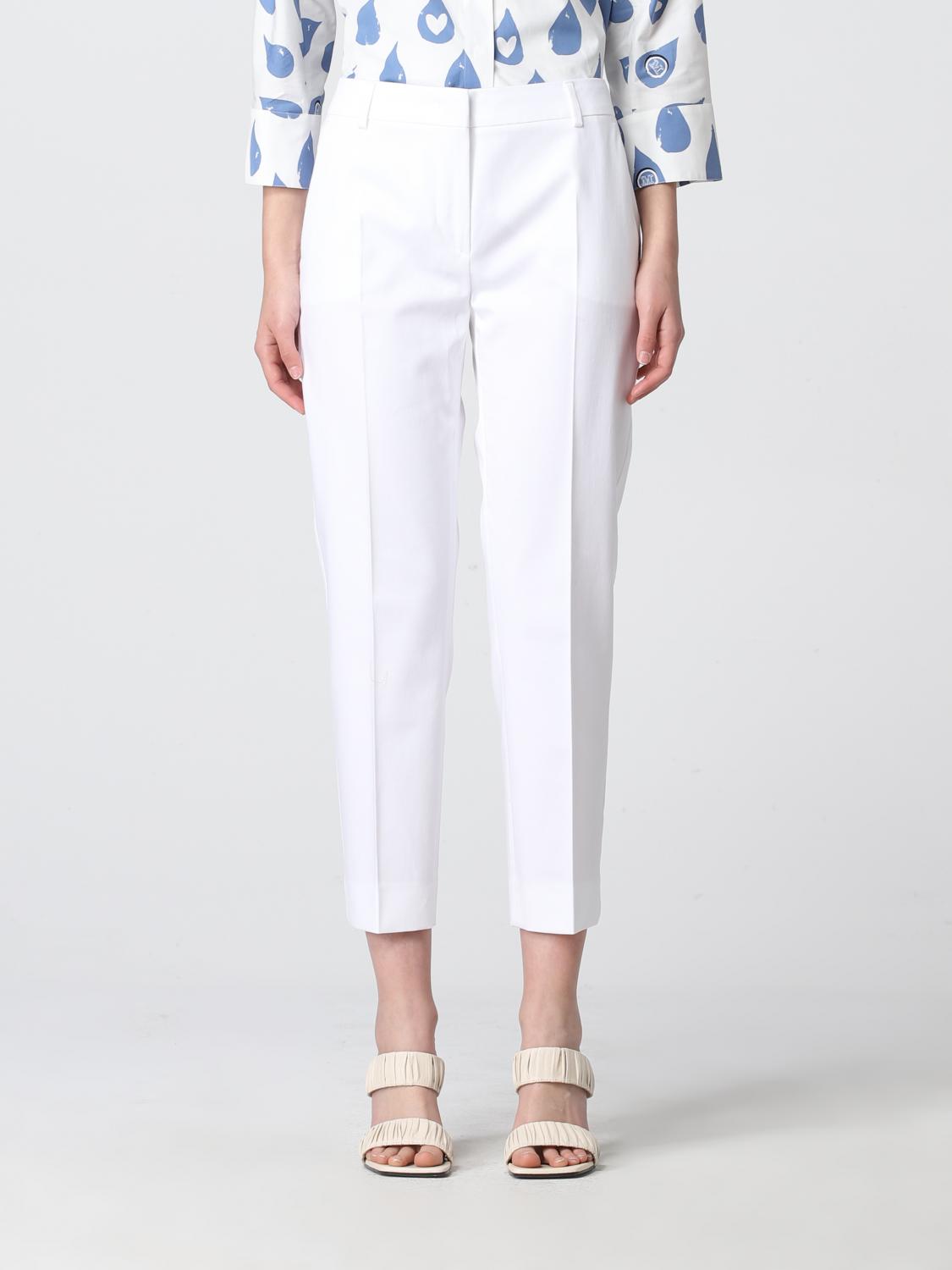 Weekend By Max Mara T White Cotton Gabardine Trousers Osella 51310201 001