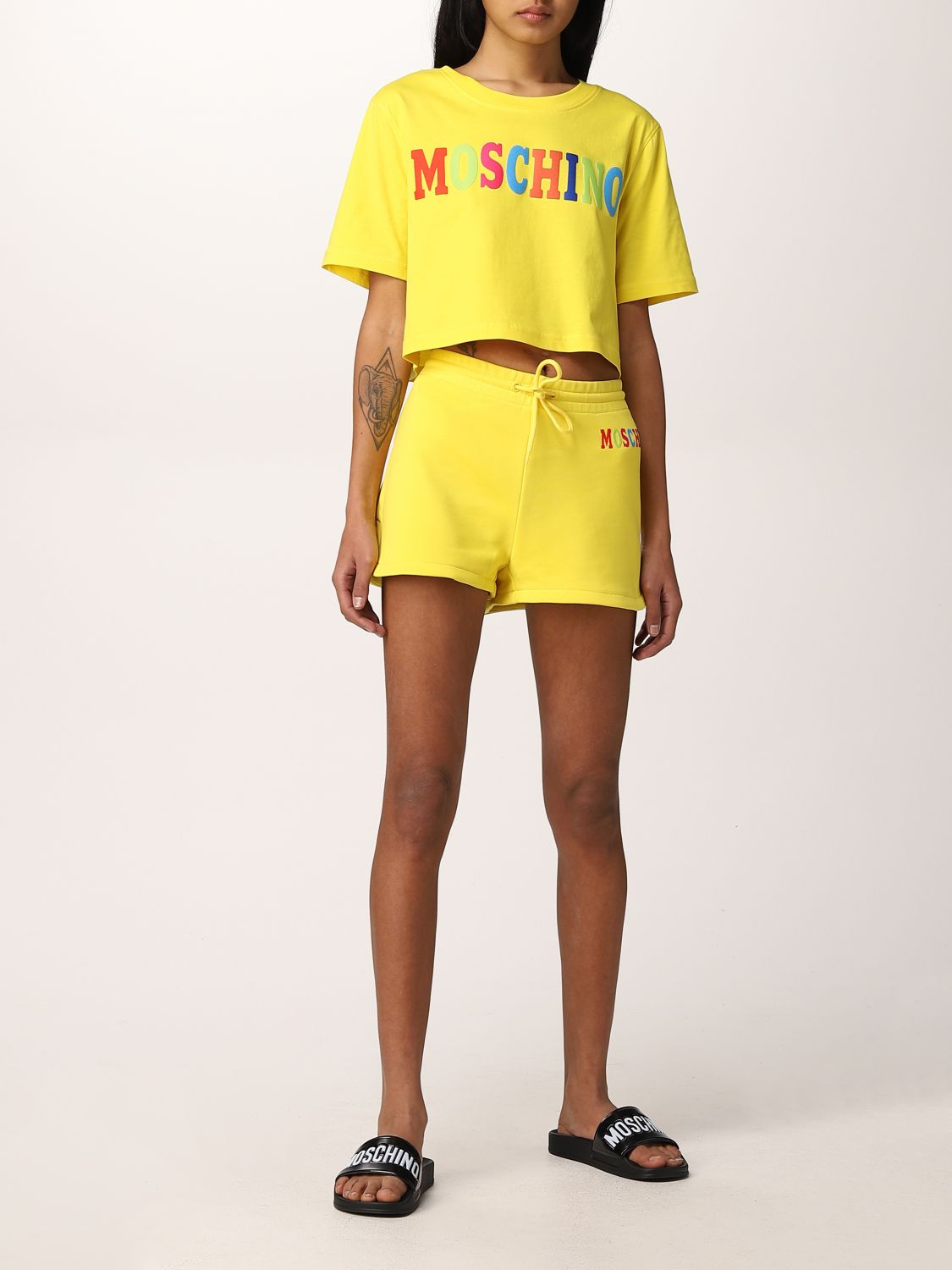 Pantaloncino Moschino Couture: Pantaloncino jogging Moschino Couture in cotone giallo 2