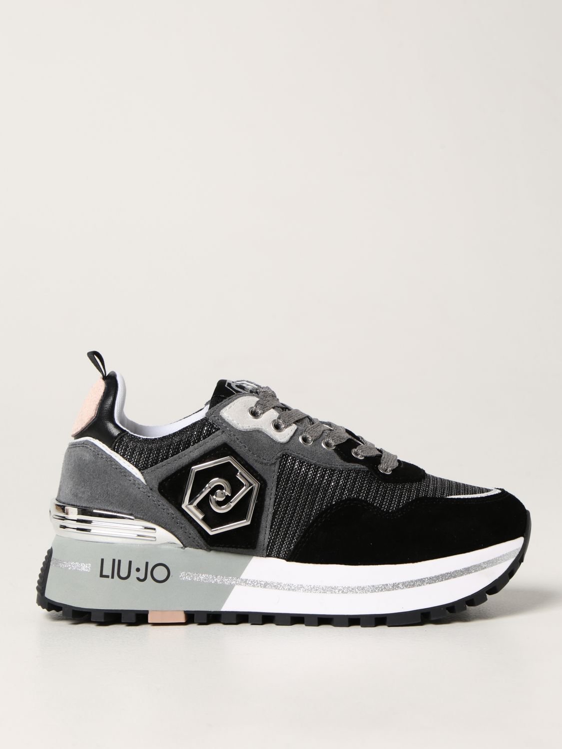 LIU JO: Maxi Wonder sneakers in suede - Black | Liu Jo sneakers ...