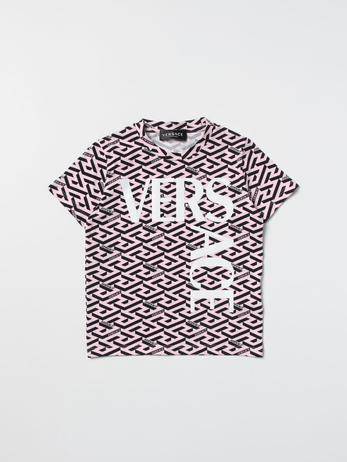 T-shirt Young Versace: T-shirt Versace Young stampata con logo rosa 1