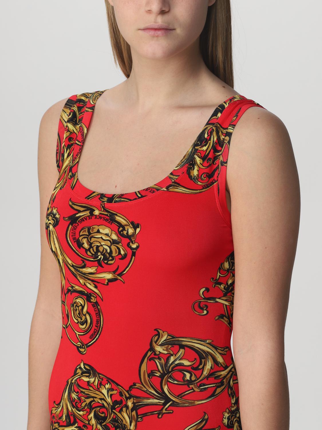 VERSACE JEANS COUTURE: Abito a fantasia barocca - Rosso | Abito Versace  Jeans Couture 72HAO946JS051 GIGLIO.COM