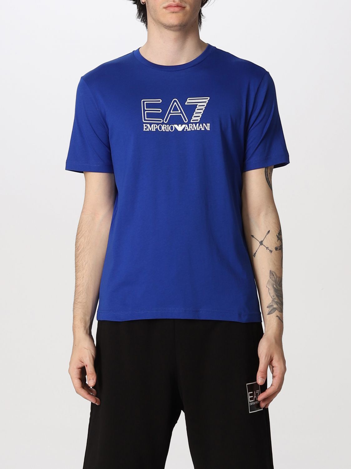 Ea7 Basic  T-shirt With Logo In Royal Blue