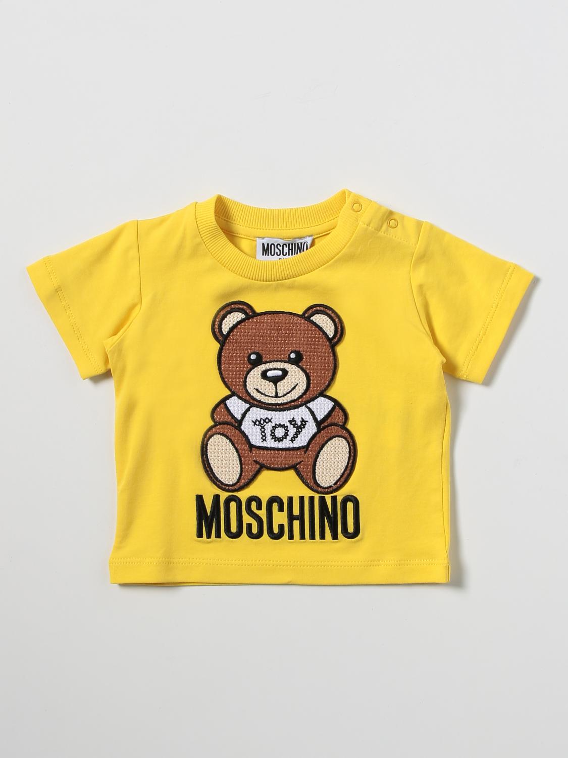 MOSCHINO BABY cotton tshirt with teddy Yellow Moschino Baby t