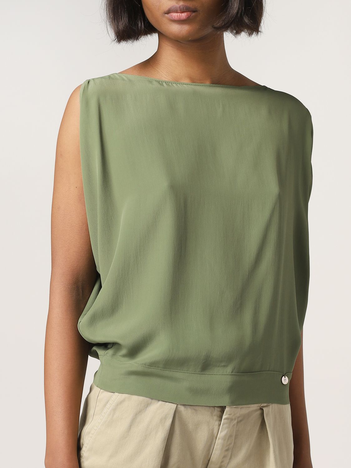 líder nivel camino LIU JO: shirt in silk blend - Green | Liu Jo top CA2152T2473 online on  GIGLIO.COM