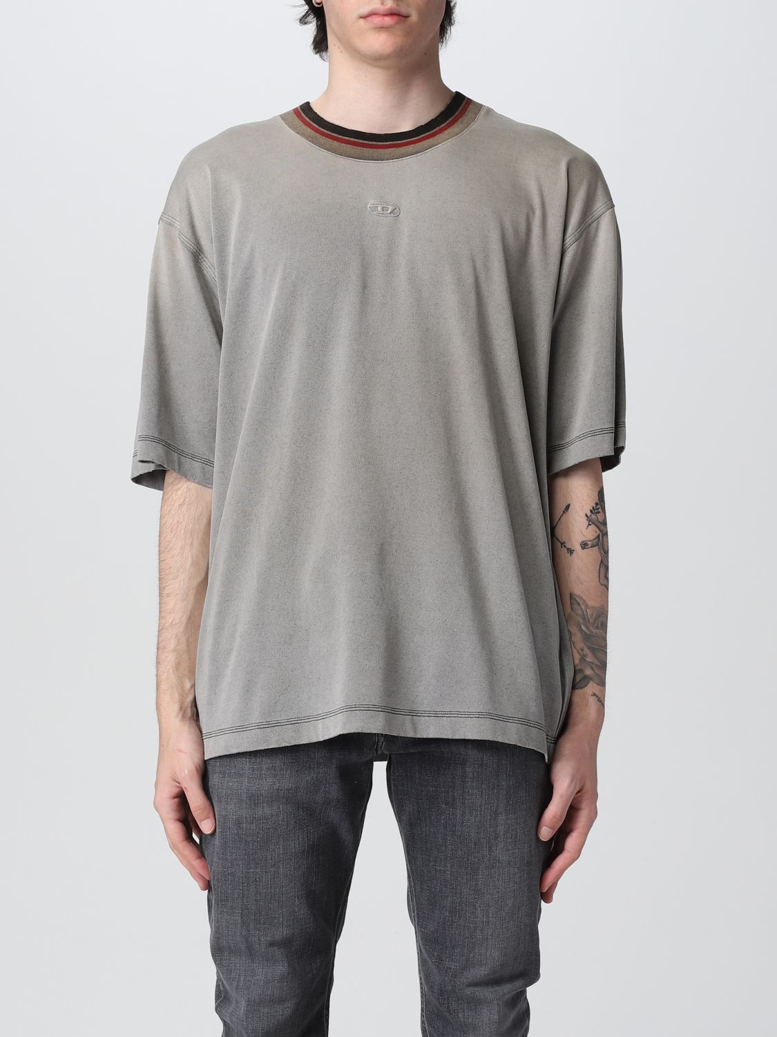 Diesel Basic Cotton T-shirt In Grey | ModeSens