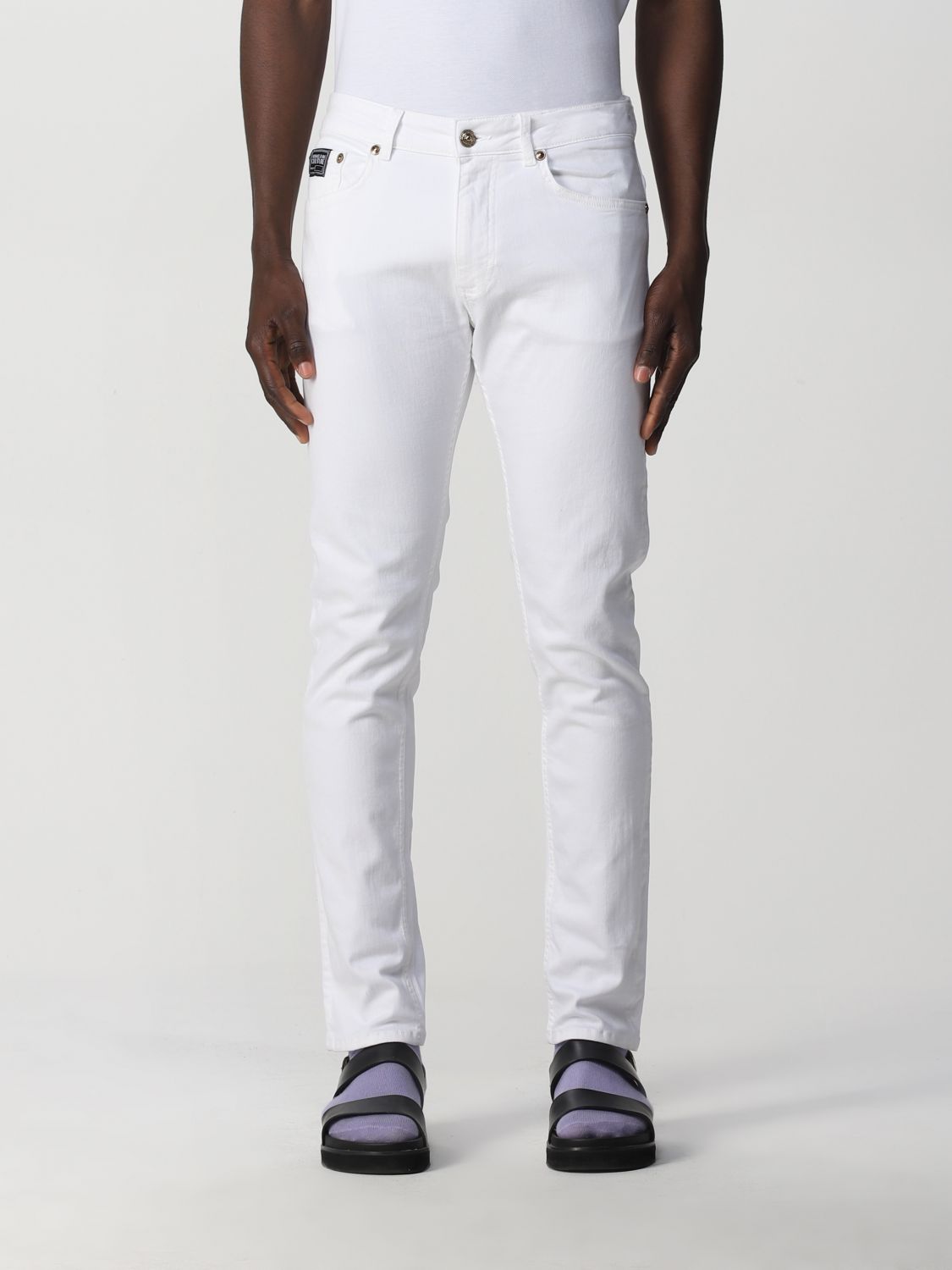 VERSACE JEANS COUTURE: jeans in cotton denim - White | Versace Jeans ...