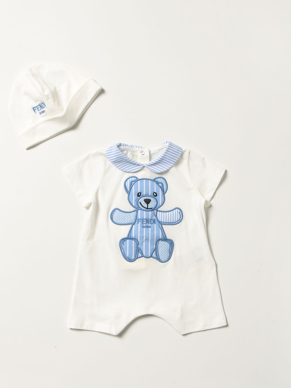 Fendi White Set For Baby Boy With Bear