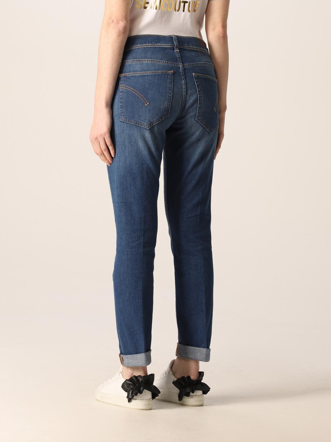 DONDUP: cropped jeans in washed denim - Denim | Jeans Dondup UP439DS0145CL8  GIGLIO.COM