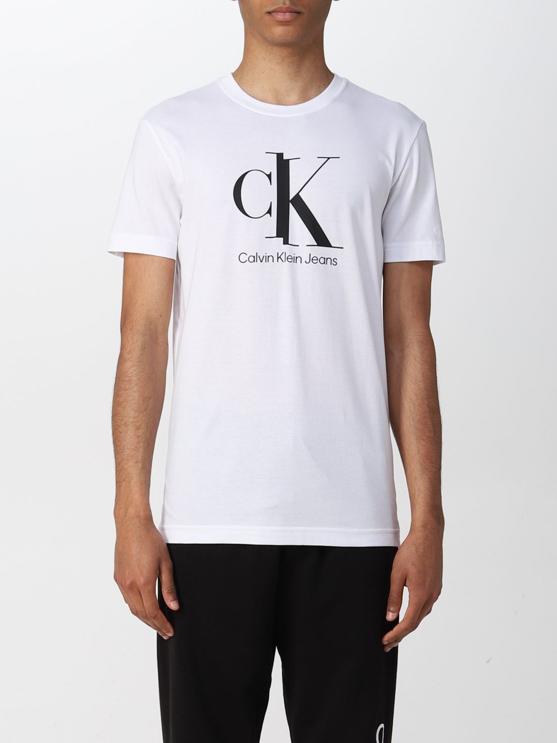 CALVIN KLEIN JEANS - Men's relaxed T-shirt with monogram and logo - White -  J30J323995YAF