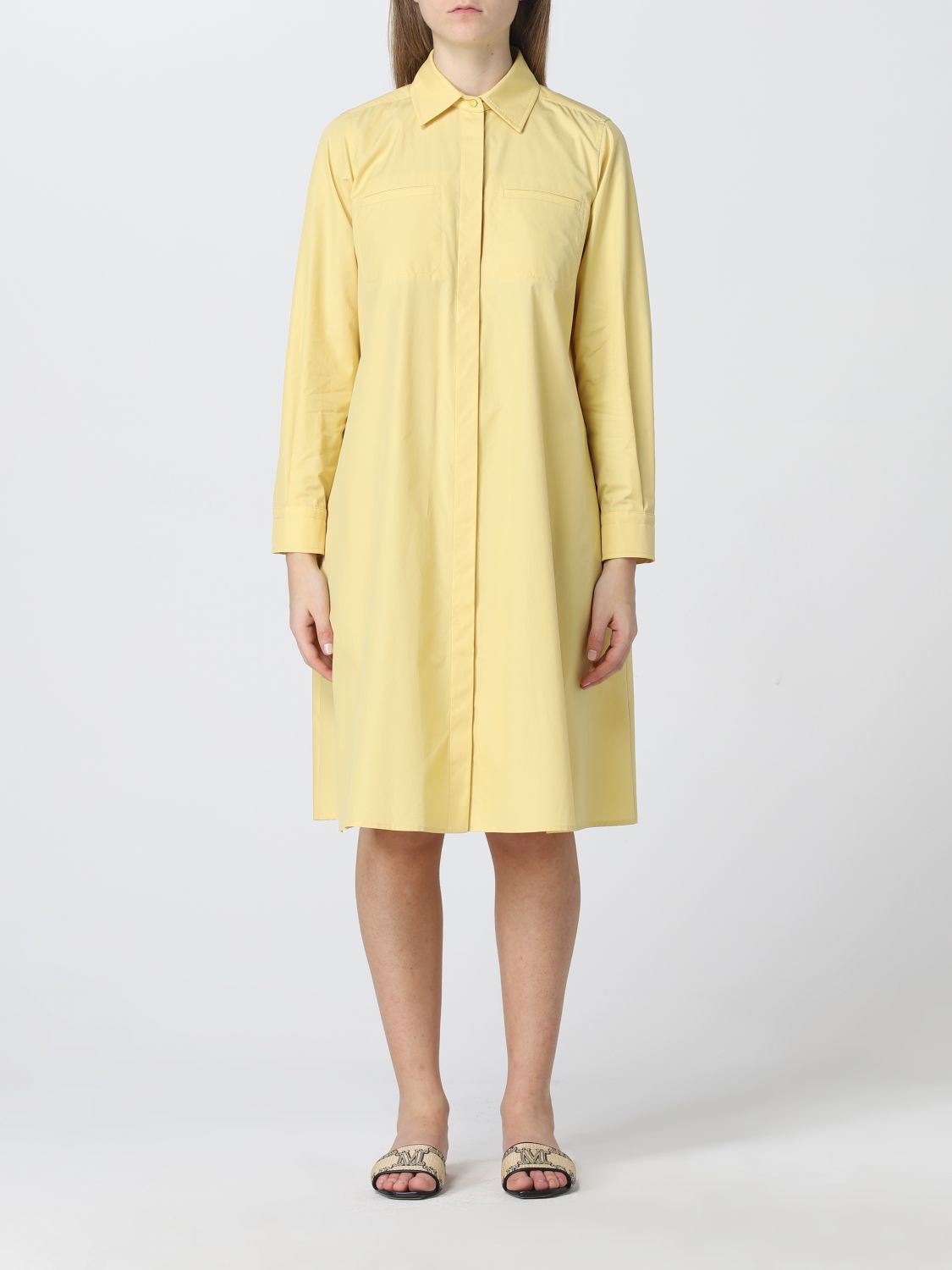 MAX MARA: cotton chemisier dress - Yellow | Max Mara dress 12211322600