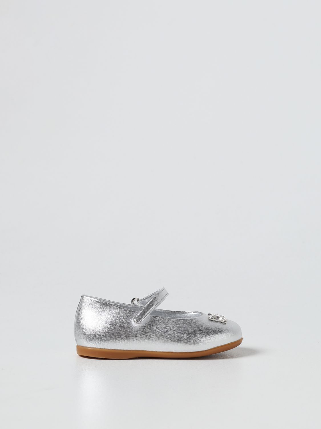 DOLCE & GABBANA: laminated nappa leather ballet flat - Silver | Dolce ...
