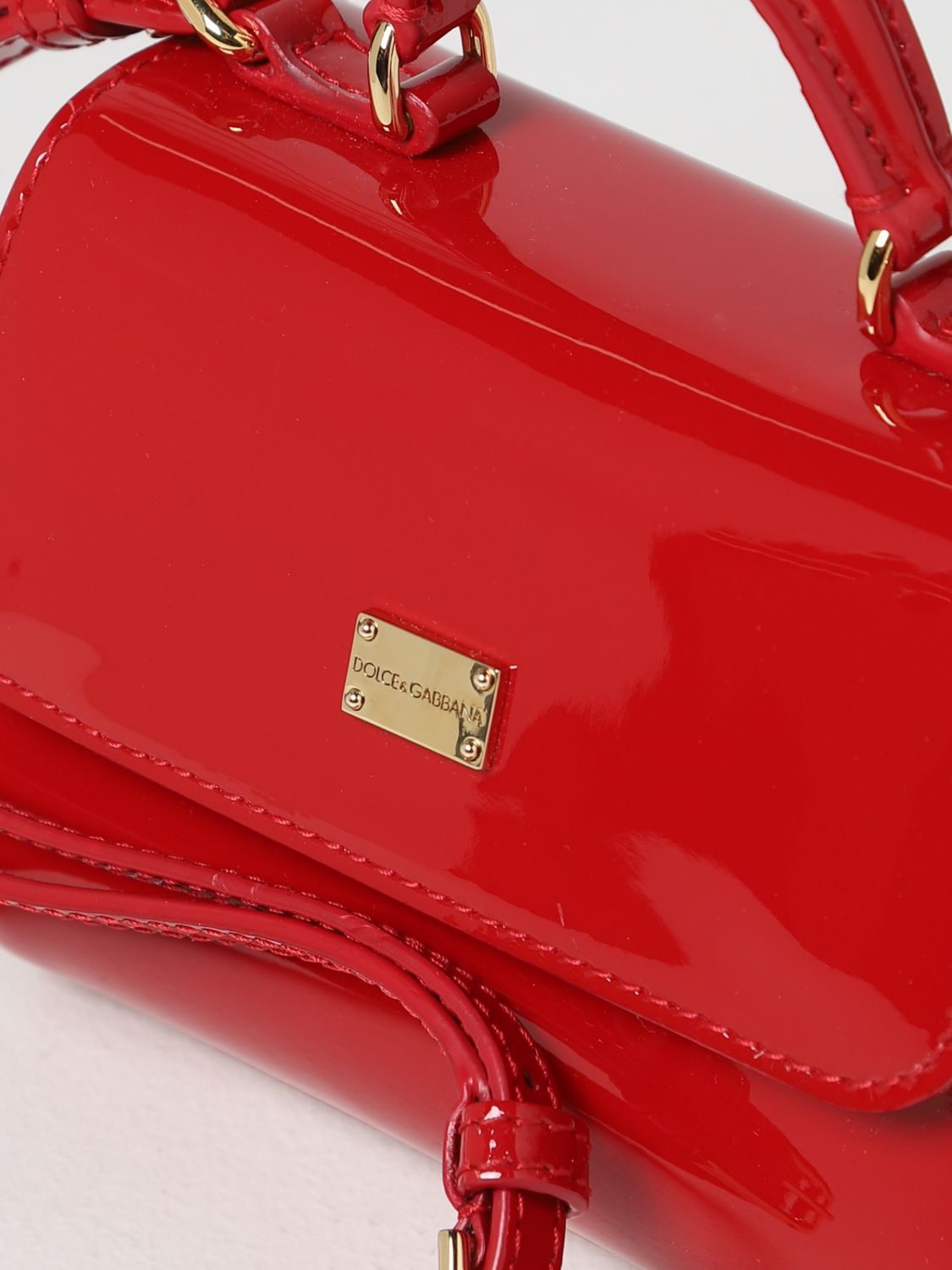 DOLCE & GABBANA: patent leather mini bag - Red  Dolce & Gabbana clutch  EB0103A1471 online at