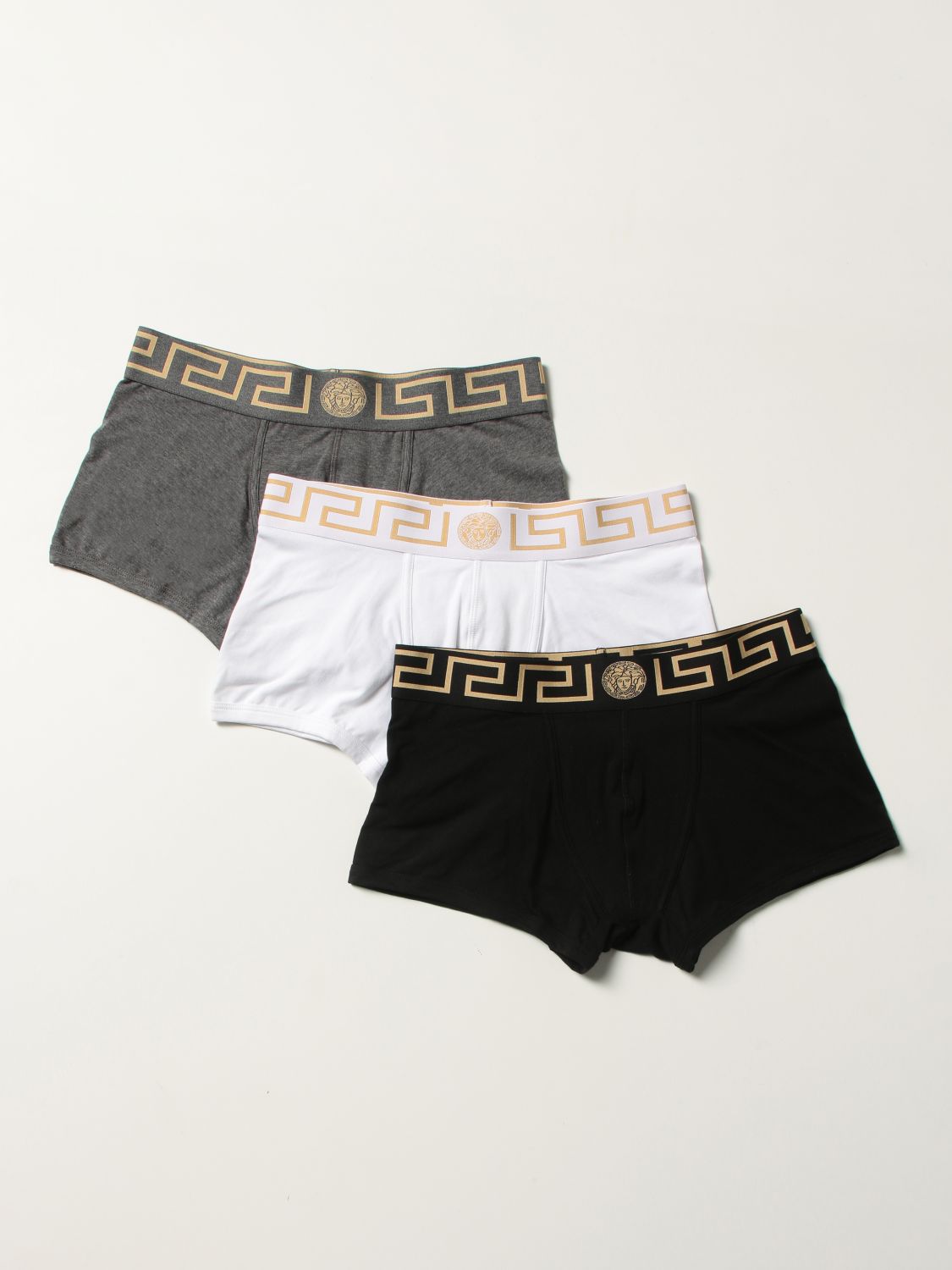 Underwear Versace: Versace cotton trunks tri-pack with Greca pattern black 1