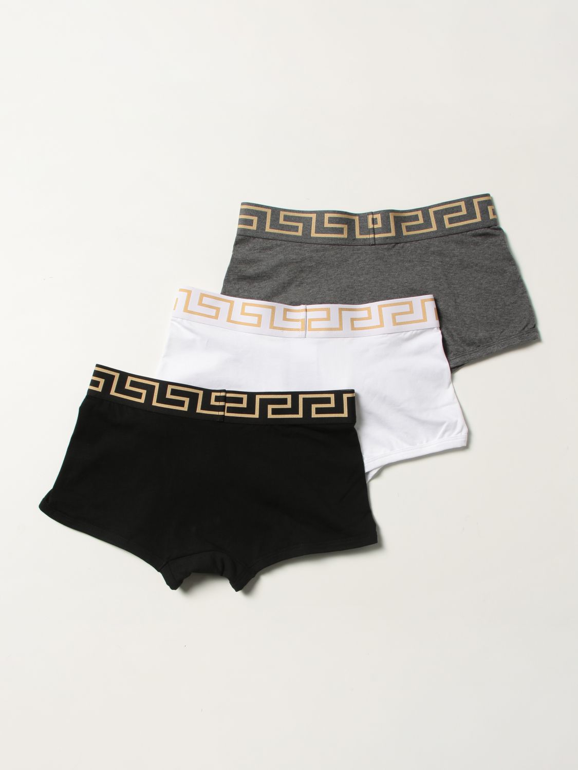 Underwear Versace: Versace cotton trunks tri-pack with Greca pattern black 2