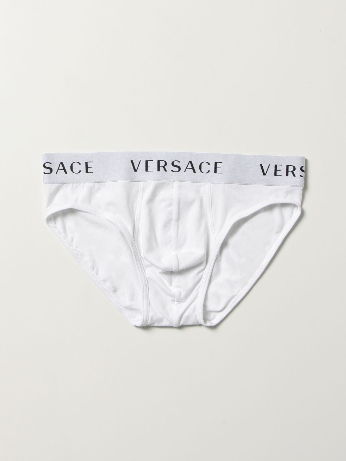 Intimo Versace: Slip Versace in cotone stretch con logo bianco 1