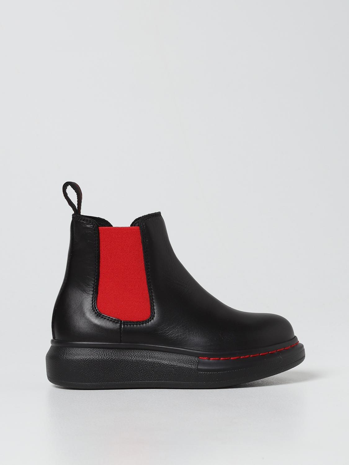 ALEXANDER MCQUEEN: Stivaletto in pelle - Nero | Scarpe Alexander Mcqueen  687073WIBJ3 GIGLIO.COM