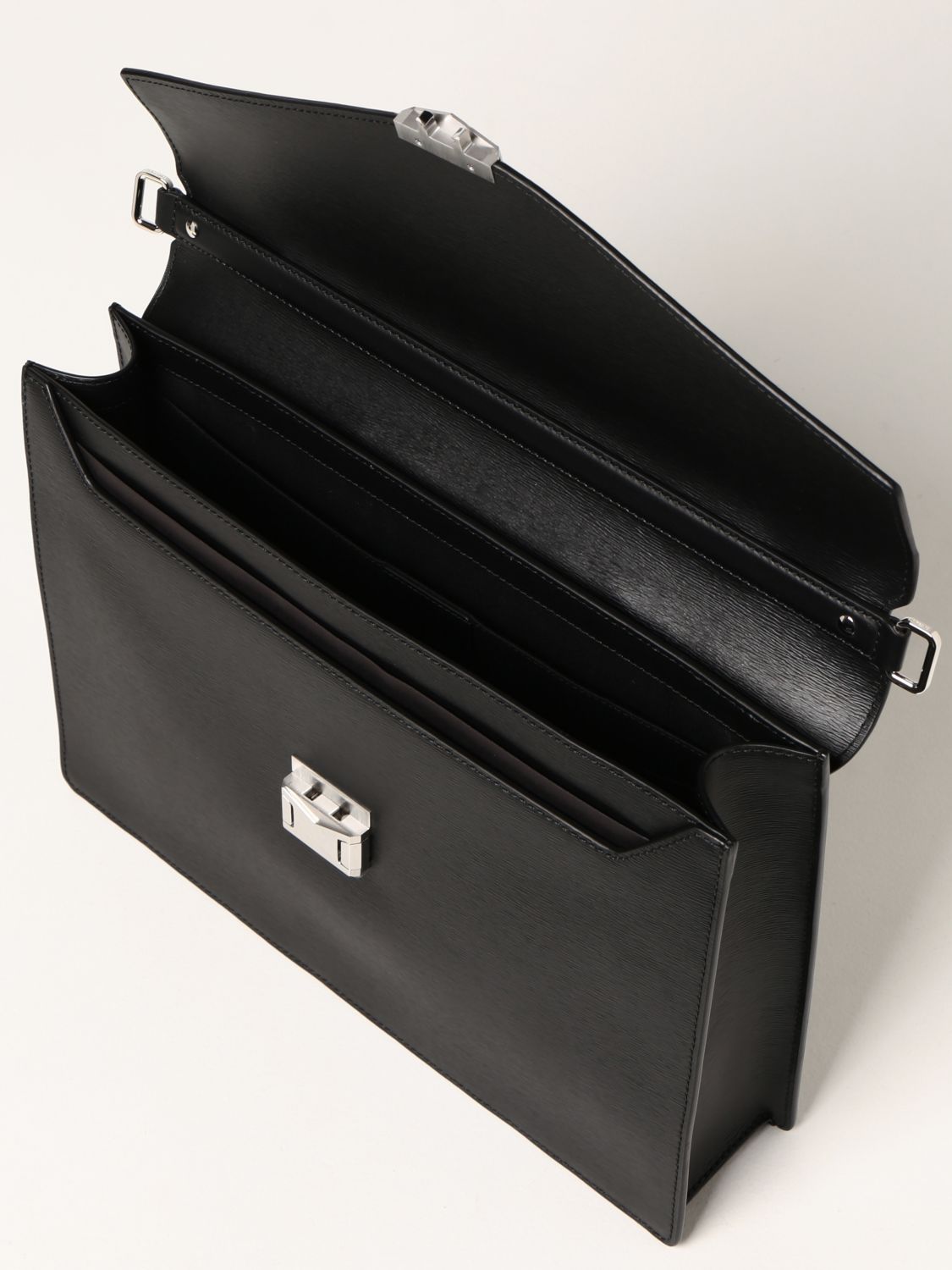 MONTBLANC: briefcase in grained leather - Black | Montblanc bags 129188 ...