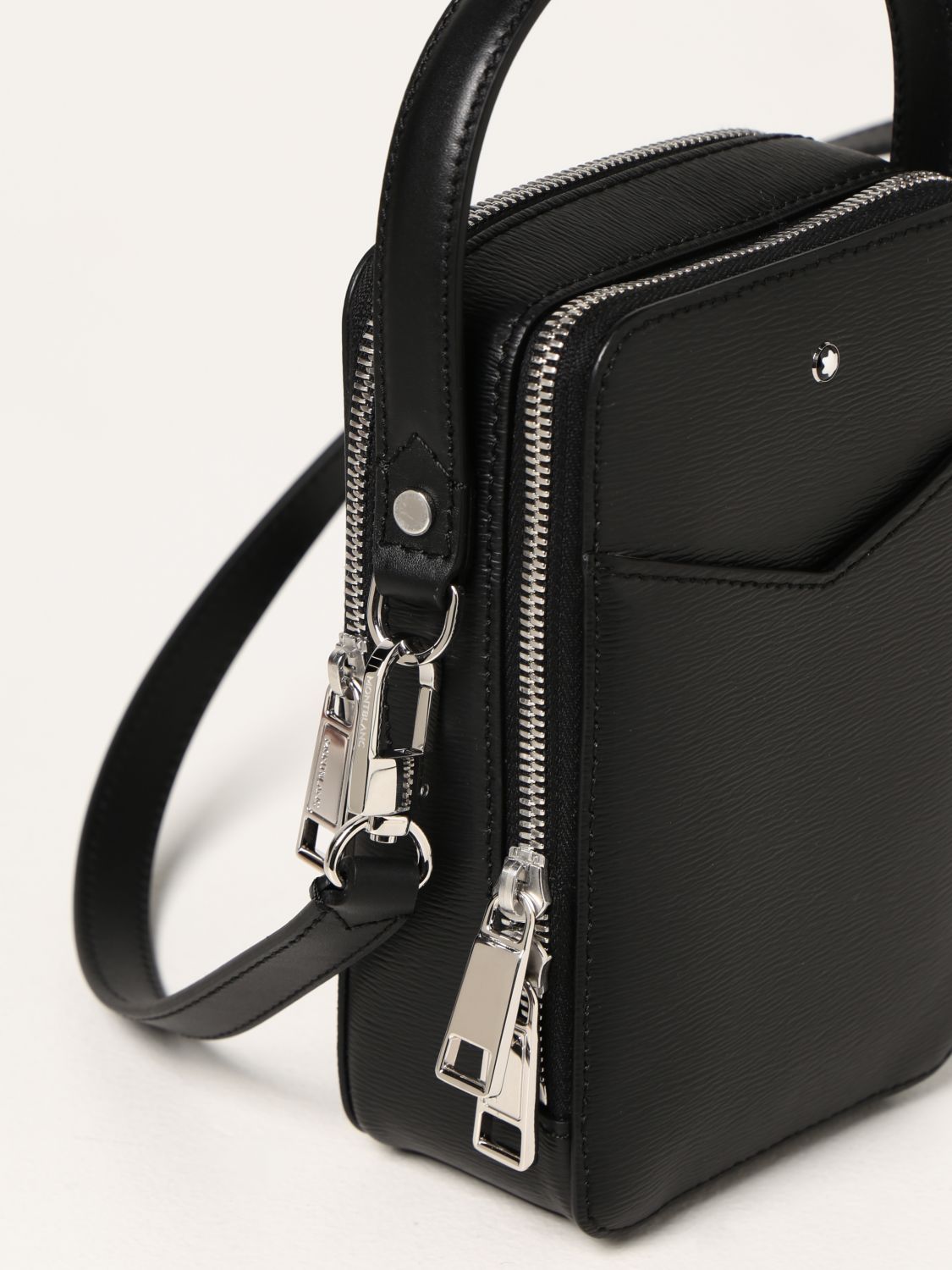 MONTBLANC: bag in textured leather - Black | Shoulder Bag Montblanc ...