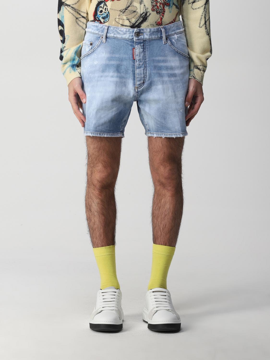 DSQUARED2: Pantaloncino di jeans in denim - Blue Navy | Pantaloncino  Dsquared2 S74MU0686S30663 GIGLIO.COM