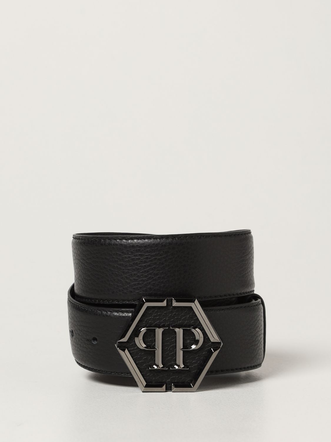 Belt Philipp Plein: Philipp Plein Hexagon belt in grained leather black 1