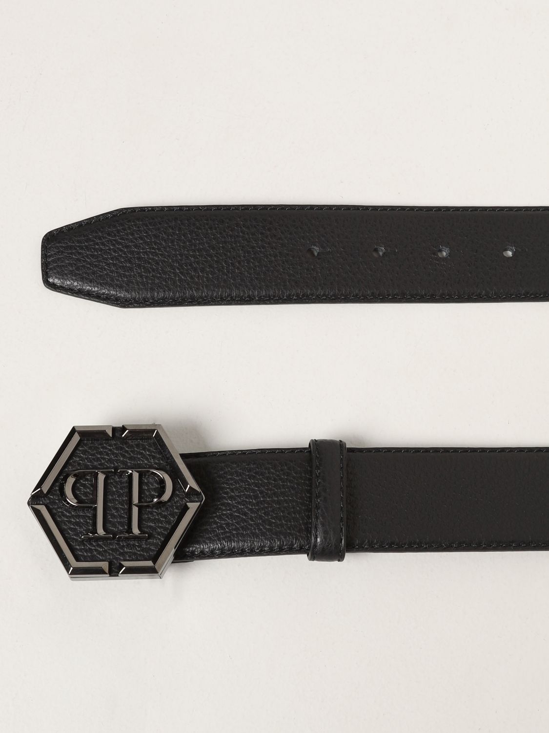 Belt Philipp Plein: Philipp Plein Hexagon belt in grained leather black 2