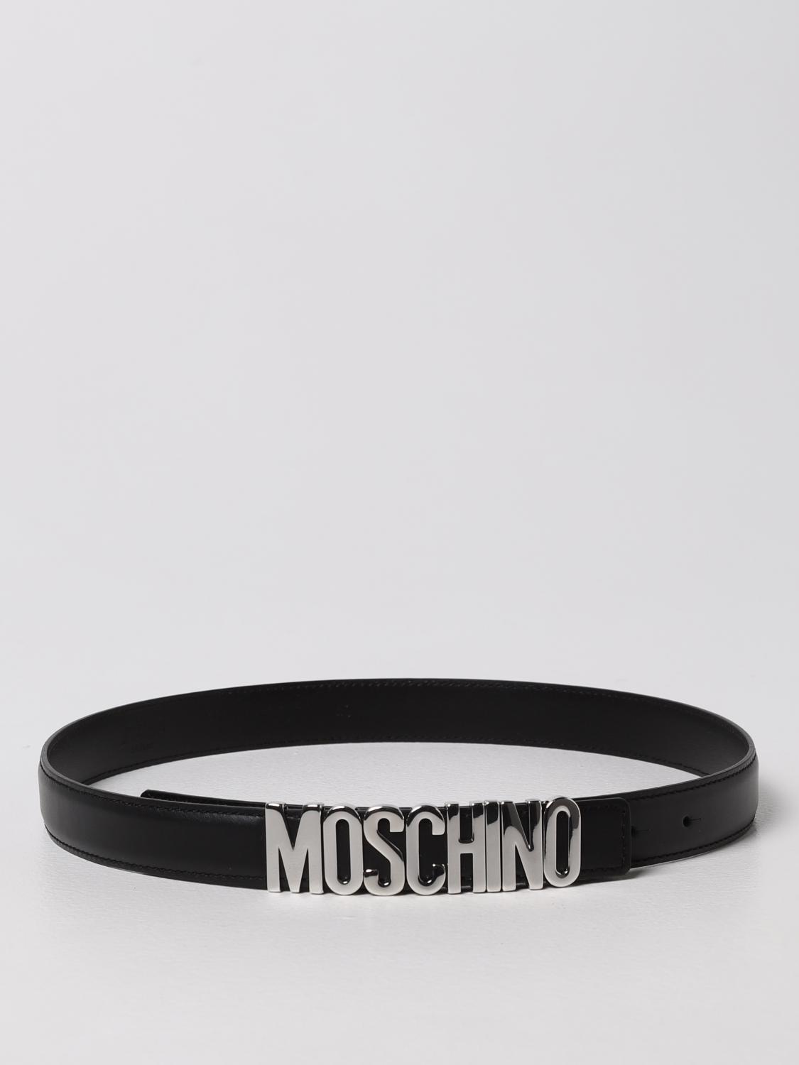 black and silver moschino belt