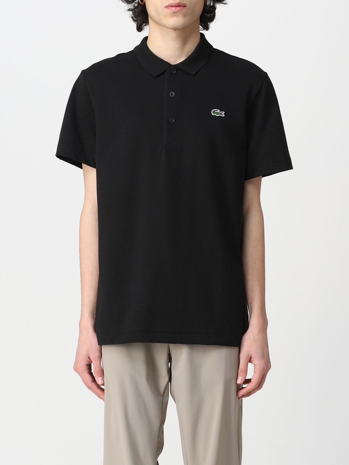 LACOSTE: basic logo polo shirt - Black | Lacoste polo shirt DH2881 at GIGLIO.COM
