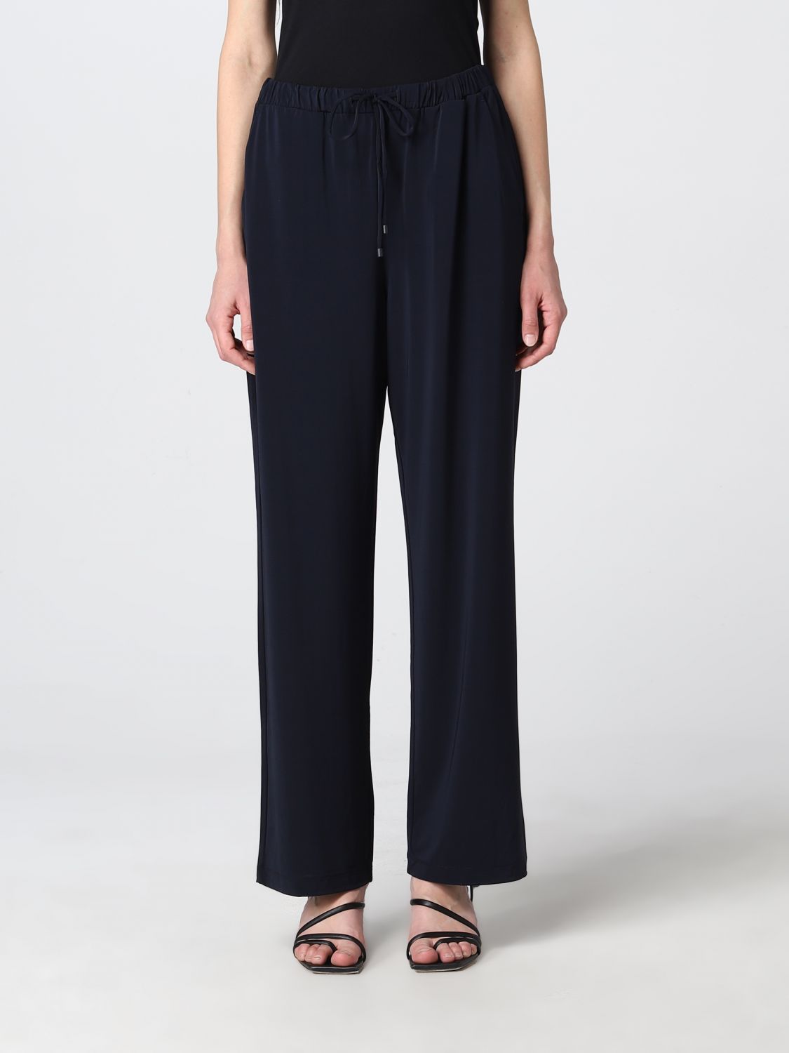 Max Mara Trousers With Waist Drawstrings In Blue | ModeSens