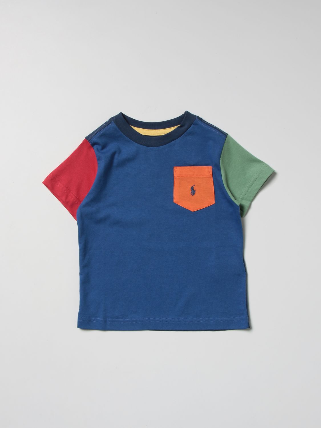 POLO RALPH LAUREN: color-block T-shirt - Blue | Polo Ralph Lauren t-shirt  321861435 online on 