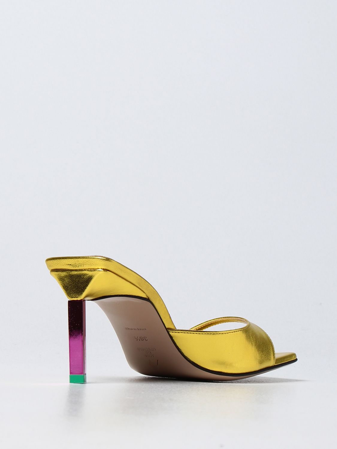 Heeled sandals The Attico: Mule Kitten DropàDrop Go Live The Attic in leather gold 3