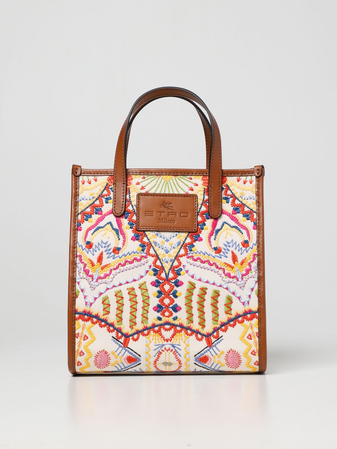 ETRO: cotton shopping bag with embroideries - Multicolor