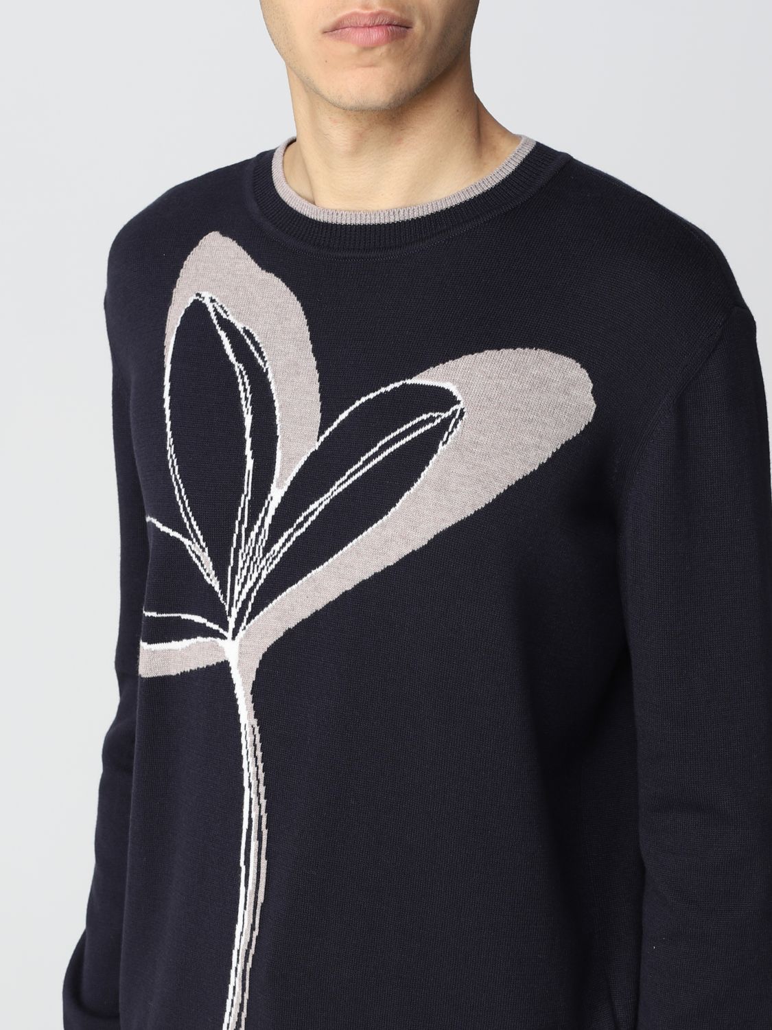 Sweater Giorgio Armani: Giorgio Armani cotton and cashmere sweater navy 3
