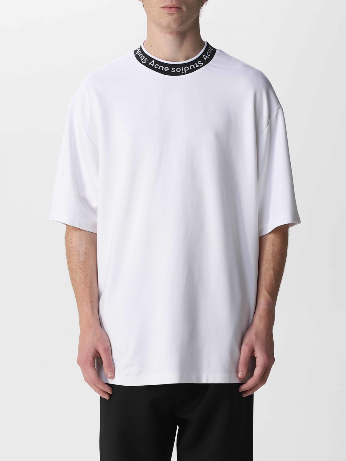 T-shirt Acne Studios: T-shirt Acne Studios in viscosa con logo bianco 1