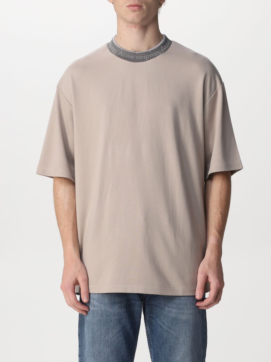 T-shirt Acne Studios: T-shirt Acne Studios in misto viscosa con logo grigio 1