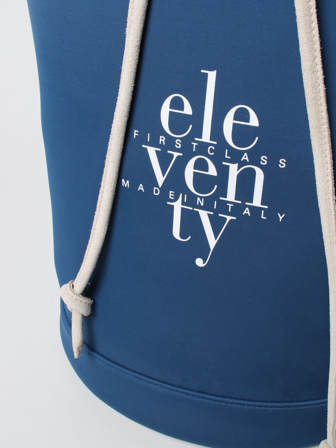 Backpack Eleventy: Eleventy backpack in padded fabric with logo denim 3