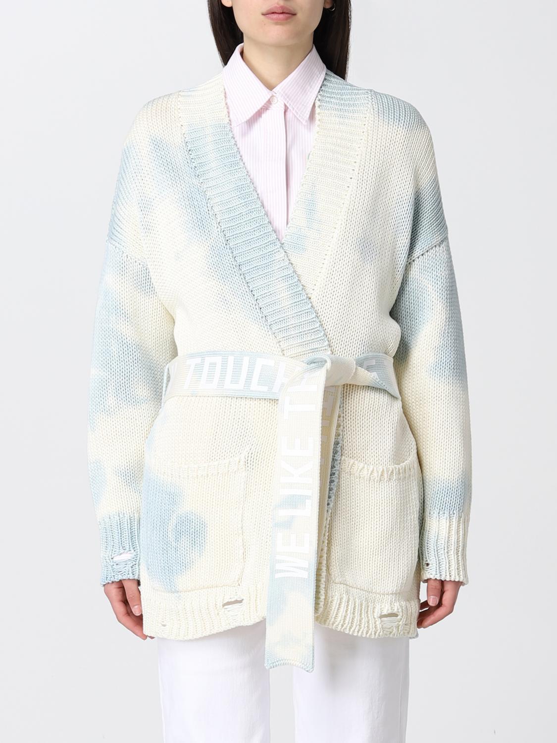 Golden Goose Tie-dyed Knitted Cardigan In White