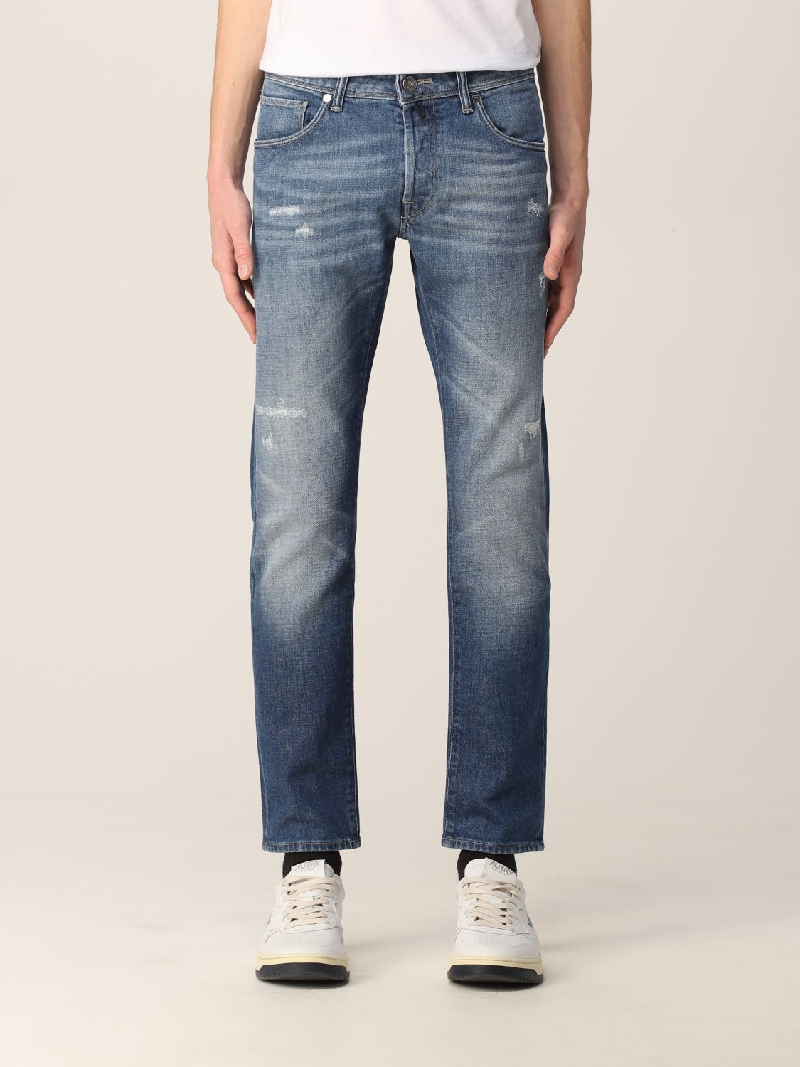 INCOTEX: jeans in washed ripped denim - Denim | Incotex jeans ...