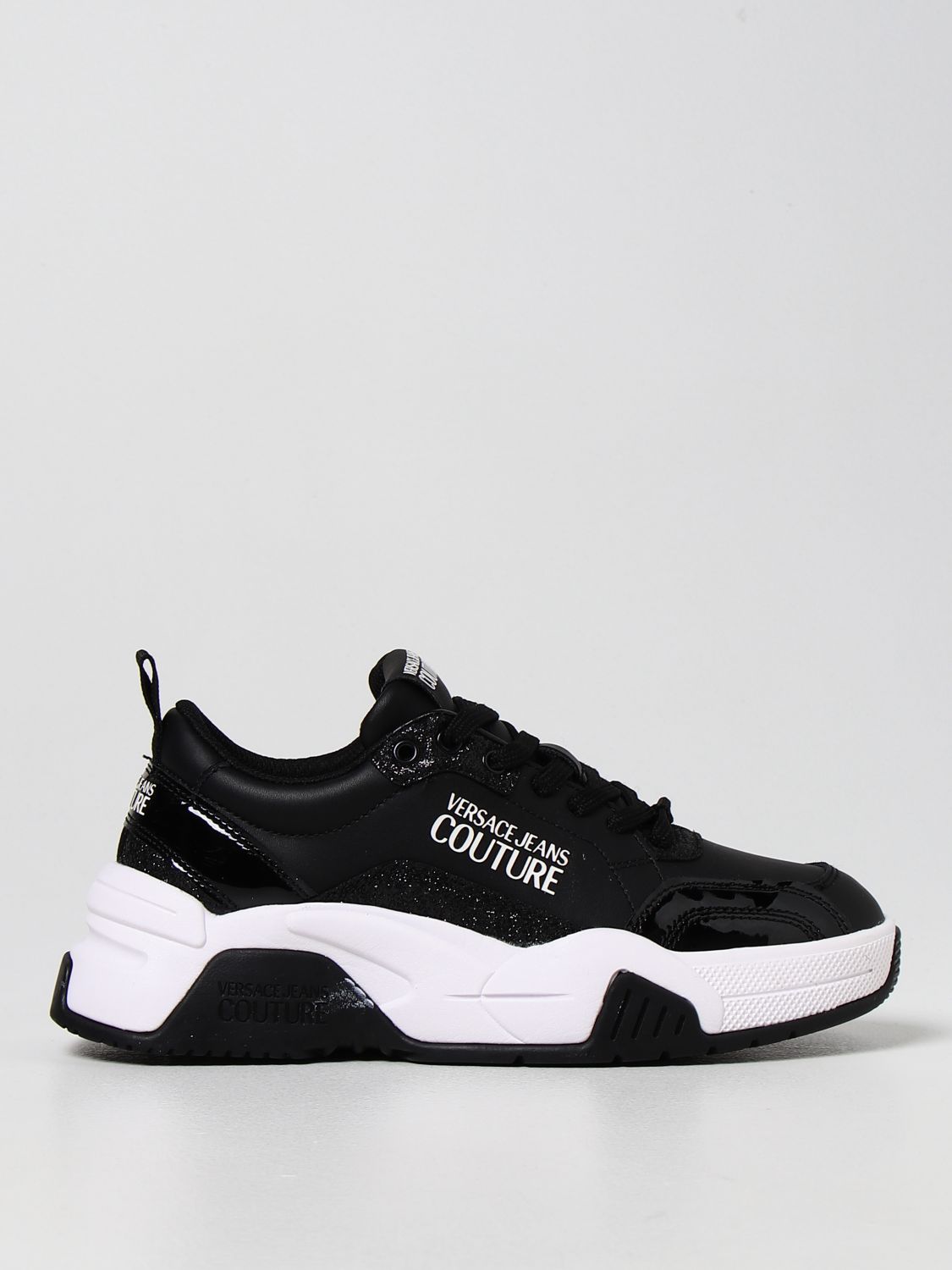 VERSACE JEANS COUTURE: sneakers in leather - Black 1 | Versace Jeans ...
