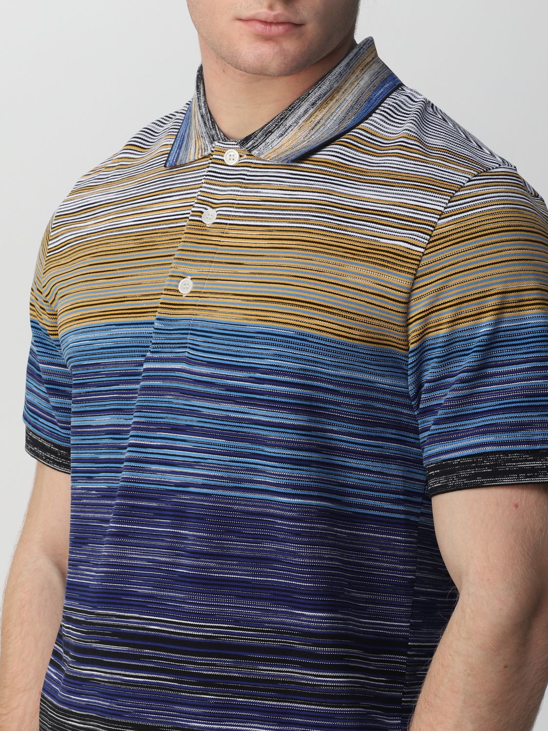 Polo shirt Missoni: Missoni cotton polo shirt with stripes blue 3